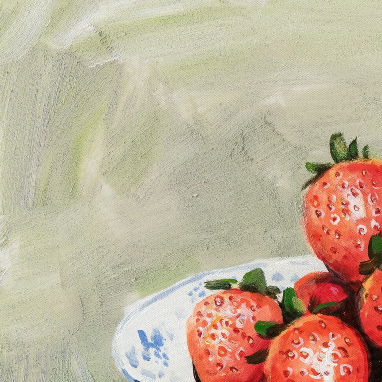 Handgeschilderd schilderij 'Strawberry Whisper' | incl. certificaat van echtheid komt in de ruimte goed tot zijn recht.