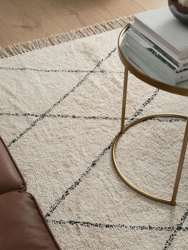 Design Waschbarer Baumwollteppich Naomi Beige
