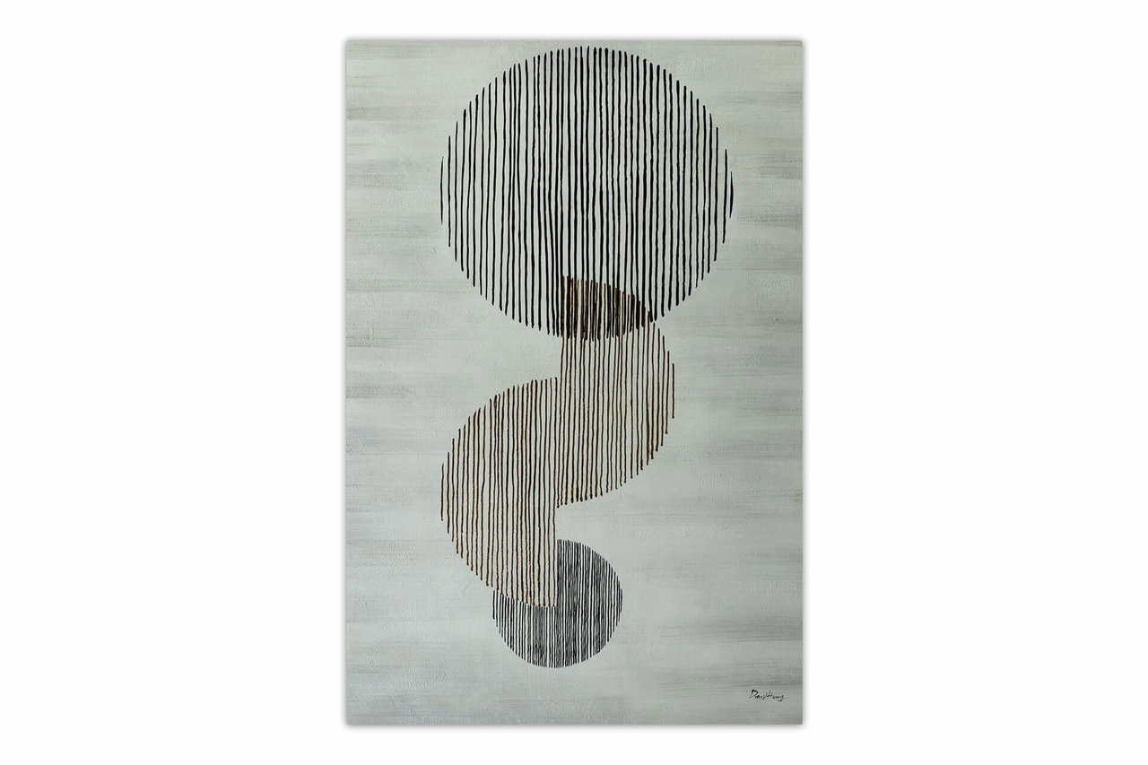 Olieverf schilderijen 'Lustrous Trinity' | Handgeschilderd unicum 120x180cm komt in de ruimte goed tot zijn recht.