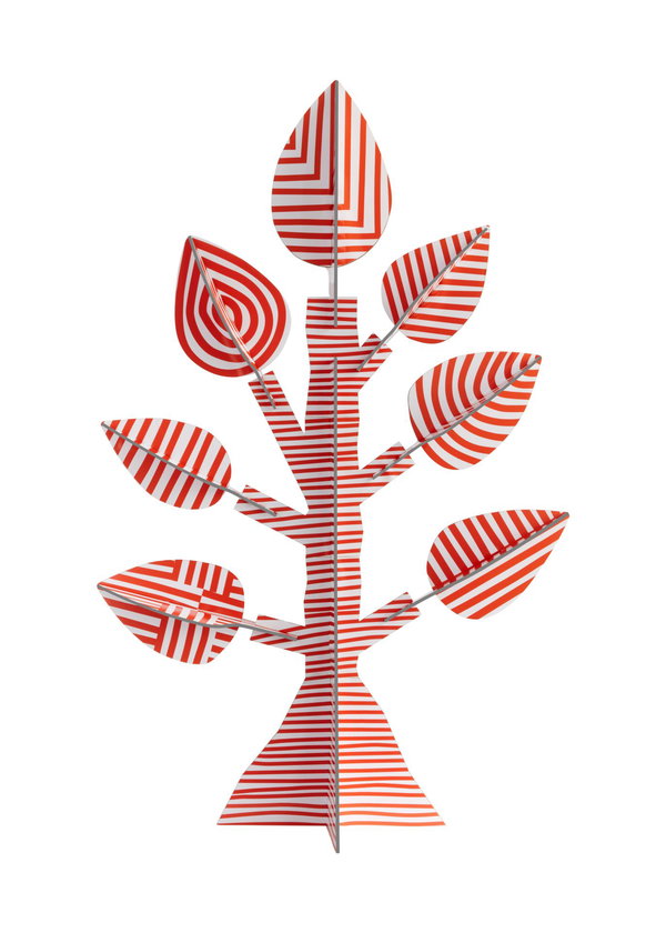 Papierskulptur 'Gestreifter Baum'