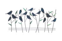 Sculpture murale en métal 'Blue Rock Thrushes' 120x60x3cm