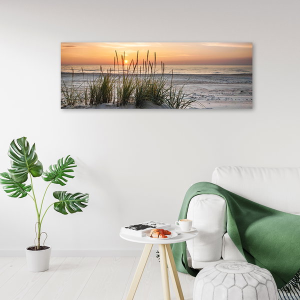 Kunstdruck auf Leinwand 'Beach with Coastal Grasses 1'