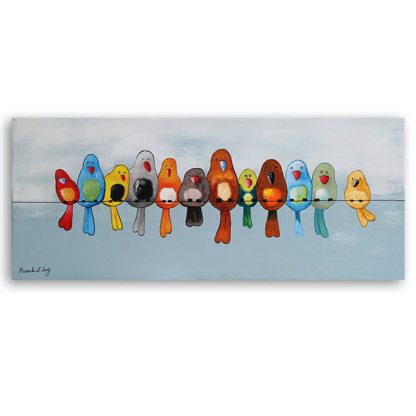 Kunstdruck auf Leinwand 'Rainbow Chorus on a Wire'