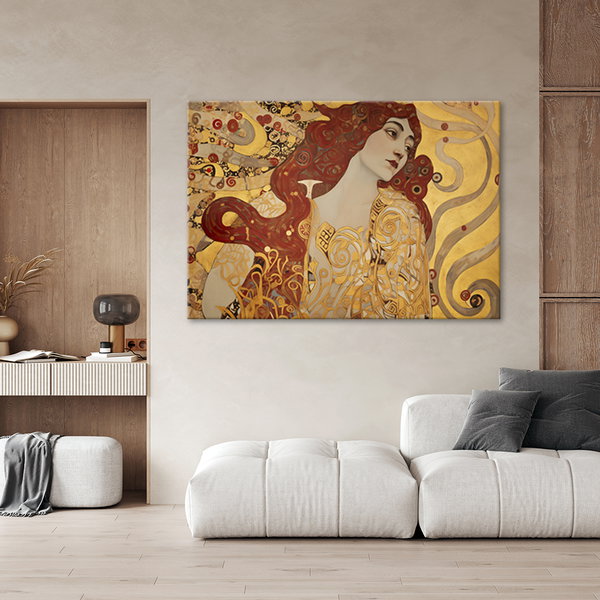 Kunstdruck auf Leinwand 'Klimt's Fiery Muse'