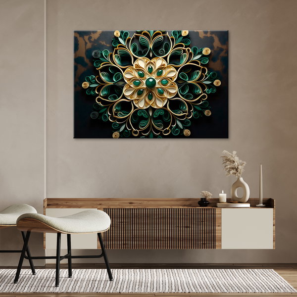 Kunstdruck auf Leinwand 'Green Intricate Floral Pattern'