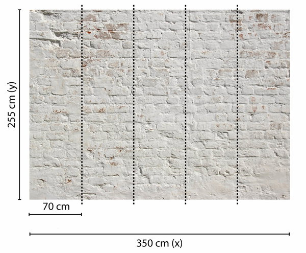 Tapete 'Brick White' 350x255cm