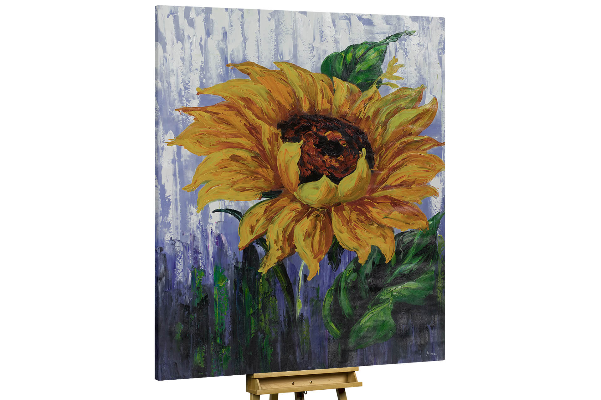 Sunflower, Made-to-Order Painting, Round Canvas, Original Art, Abstract Oil Painting, palette 2024 knife work, Flowers Painting, impasto