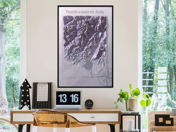 Poster 'Raised Relief Map: North-Eastern Italy'