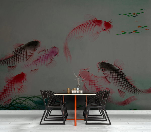 Tapete 'Dancing Kois 1' 400x270cm