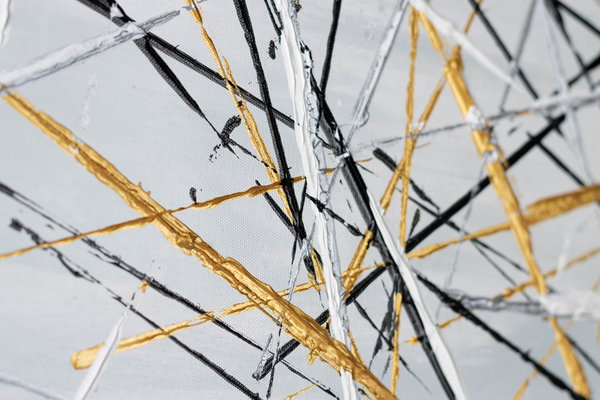 Handpainted Painting 'Silver Spikes' 39x30inches | incl. certificate of authenticity