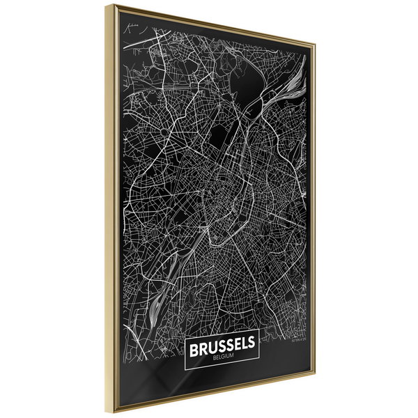 Poster 'City Map: Brussels (Dark)'