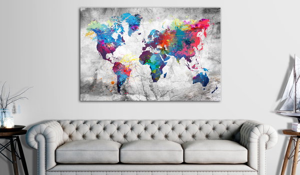 Pinnwand Bild 'World Map: Grey Style'