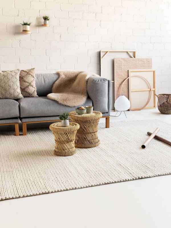 Design Wollteppich Uno Beige