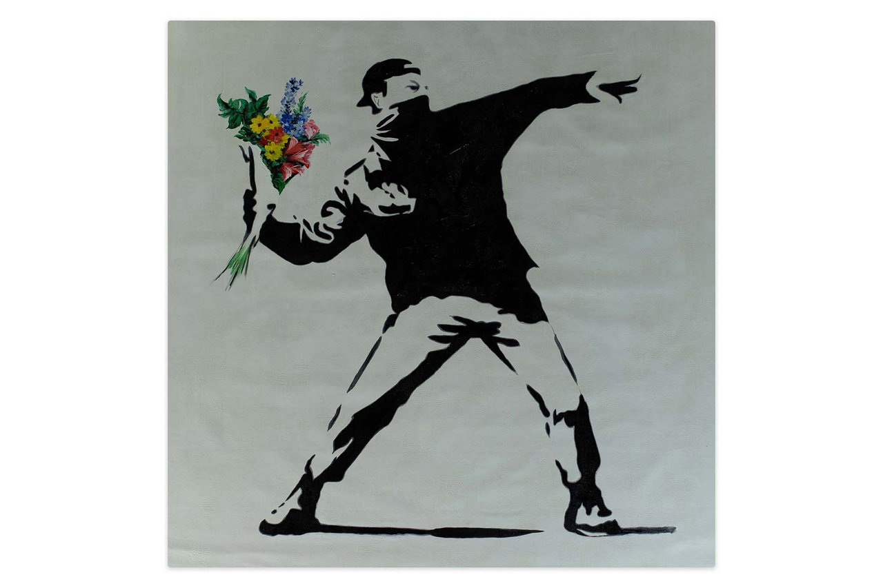 XXL Olieverf schilderijen 'Banksy's Bouquet' | Handgeschilderd unicum in de ruimte.