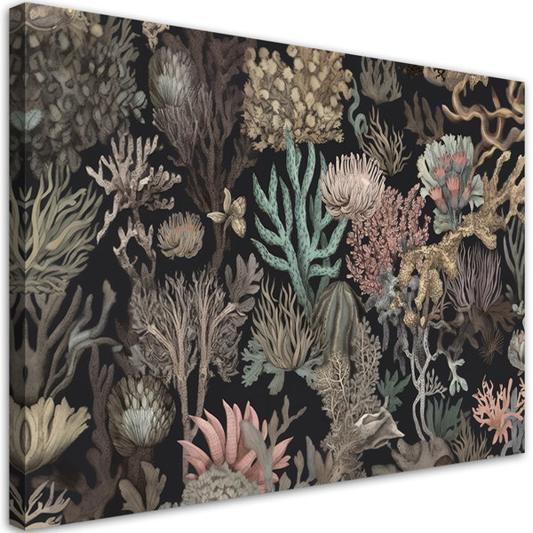Kunstdruck auf Leinwand 'Corals in Black 1'