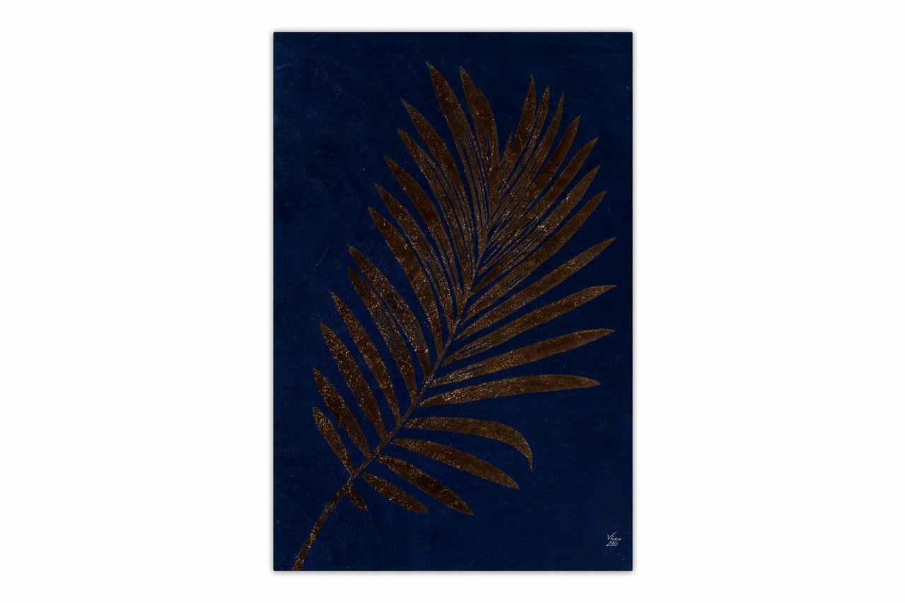 Olieverf schilderijen 'Lustrous Leaf' | Handgeschilderd unicum 120x180cm komt in de ruimte goed tot zijn recht.