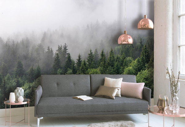 Tapete 'Foggy Fir Trees' 350x255cm
