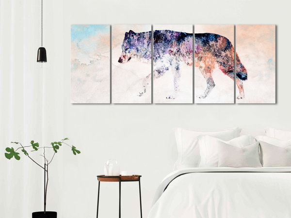 Kunstdruck auf Leinwand 'Lonely Wolf (5-teilig) Narrow'