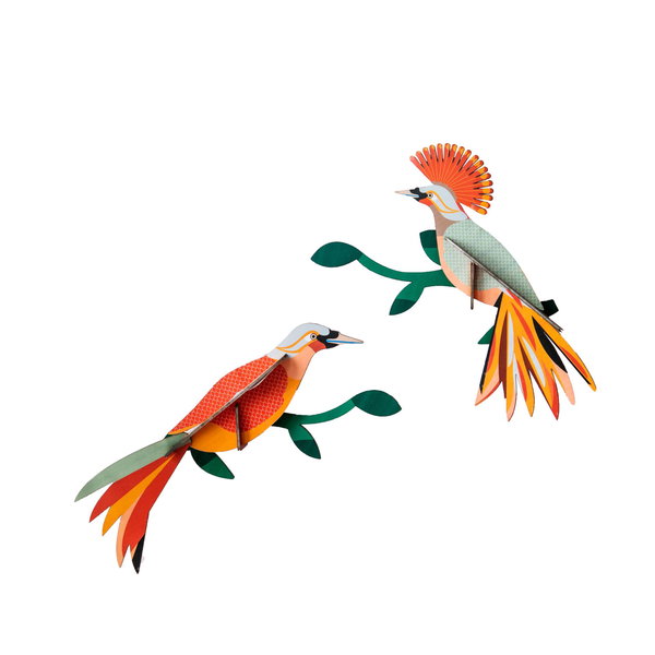 3D Wandobject gemaakt van karton 'Fiery Bird Duo'
