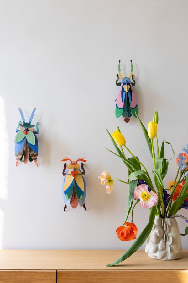 Wanddeko Papier 'Azurflügel-Käfer'