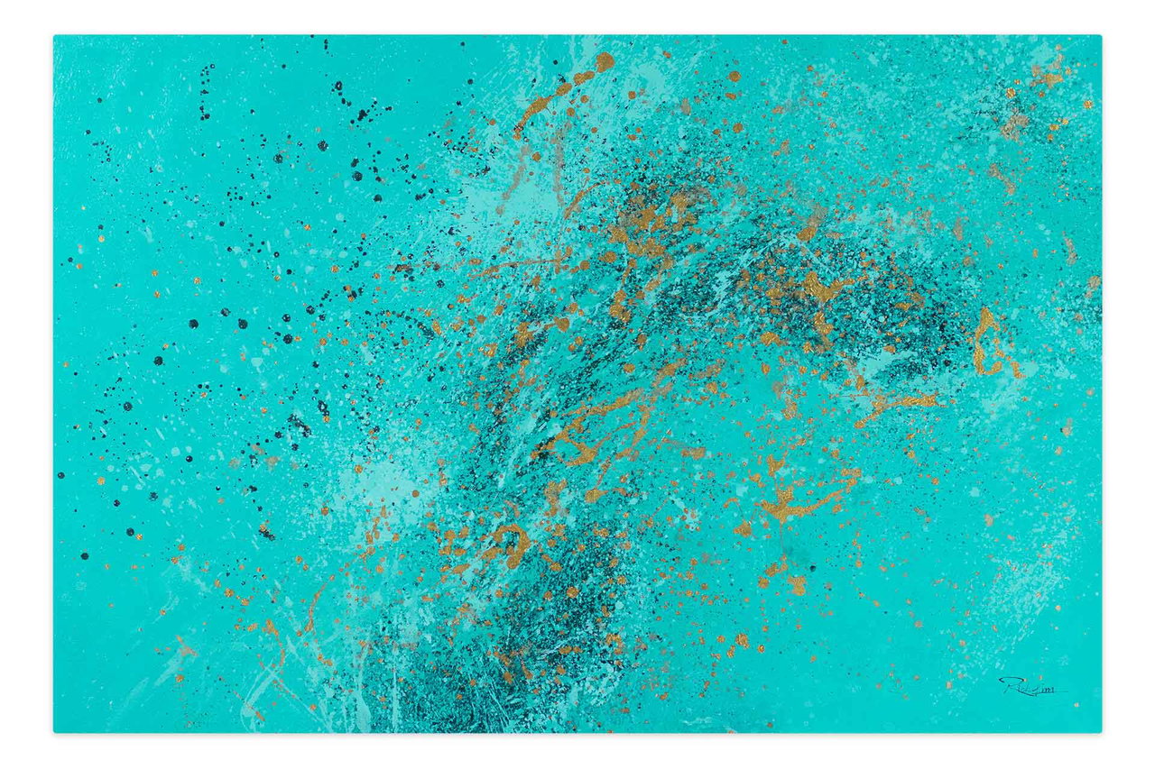 XXL Olieverf schilderijen 'At the Bottom of the Ocean' | Handgeschilderd unicum komt in de ruimte goed tot zijn recht.