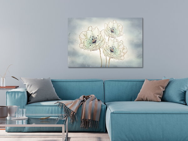 Stampa artistica su tela 'Ocean Flowers Wide'