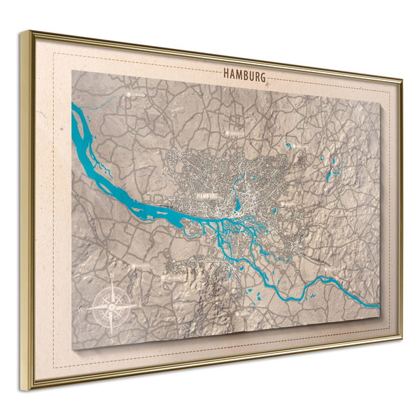 Poster 'Raised Relief Map: Hamburg'