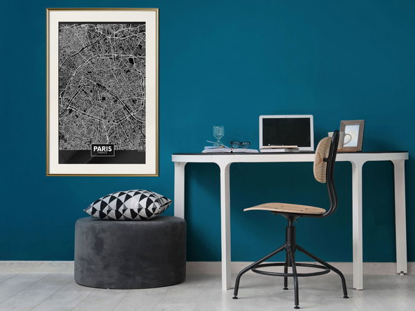 Poster 'City Map: Paris (Dark)'