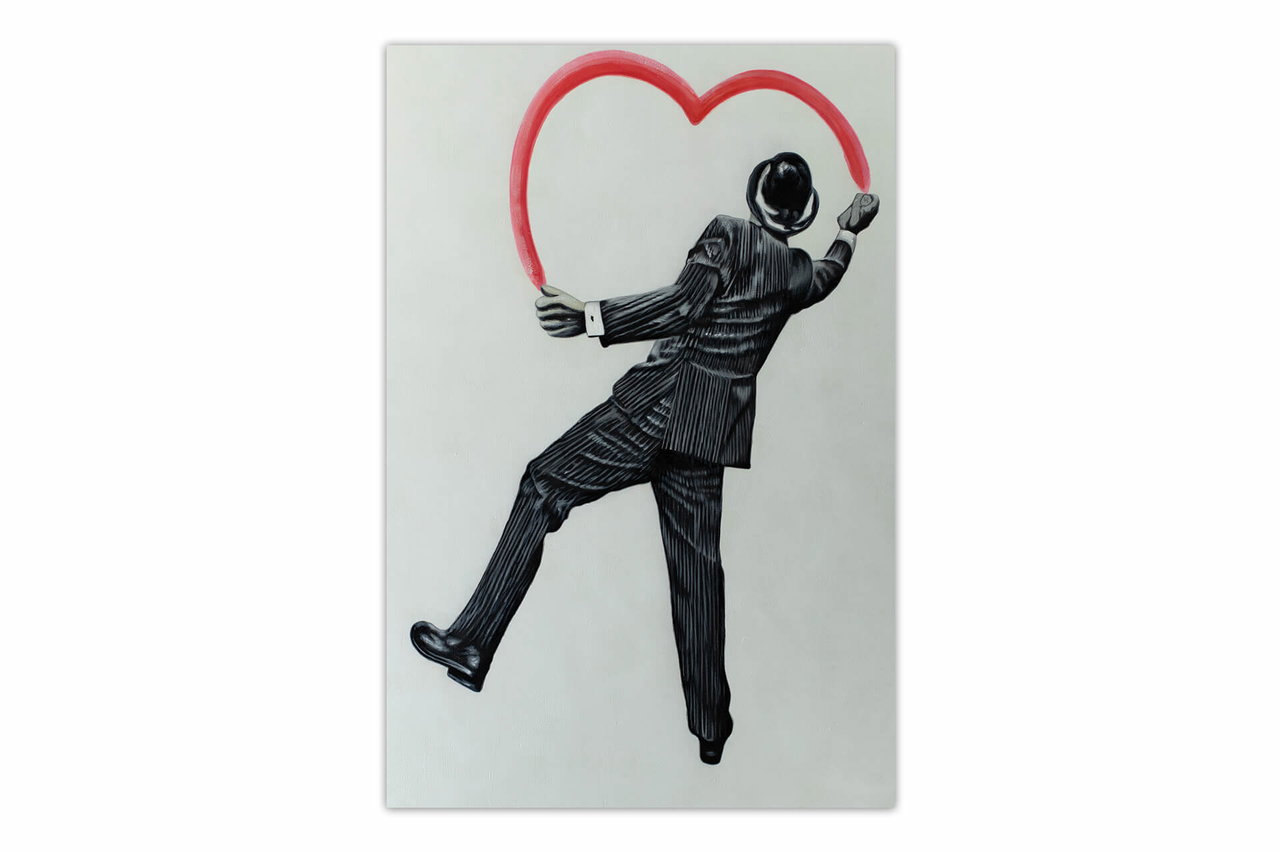 XXL Olieverf schilderijen 'Heart of Banksy' | Handgeschilderd unicum in de ruimte.