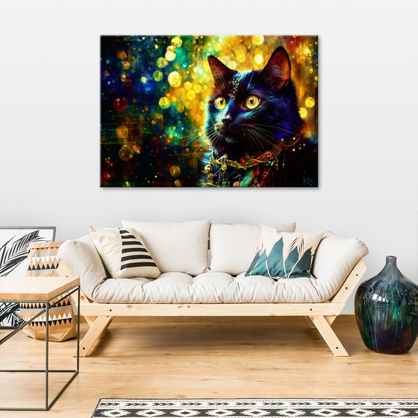 Kunstdruck auf Leinwand 'Mystical Feline in the Glow 1'