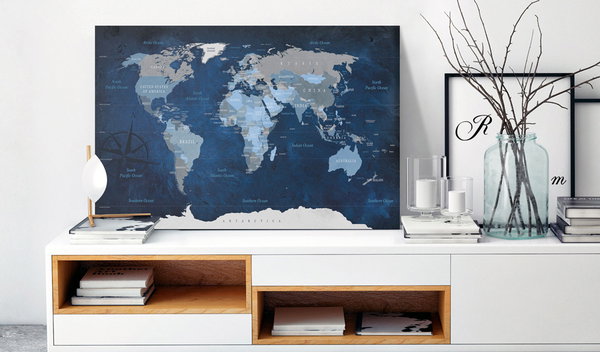 Quadro di sughero 'Dark Blue World'