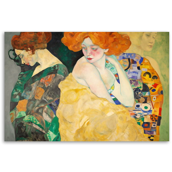 Kunstdruck auf Leinwand 'Klimt - Women Faces 1'