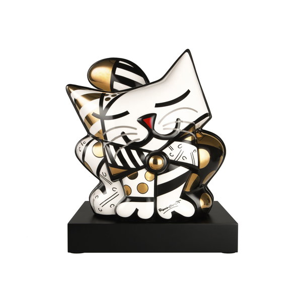Porzellan Figur 'Golden Cat' von Romero Britto 21x31x25cm