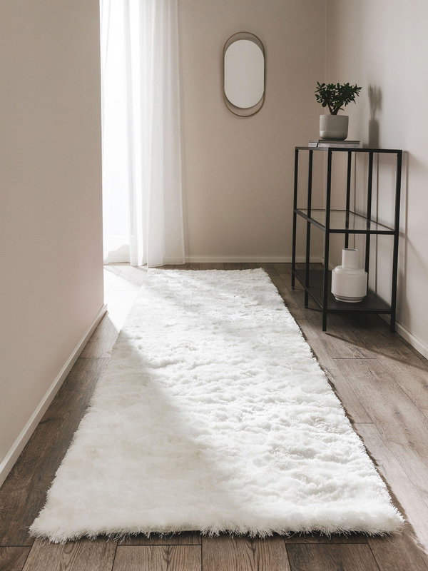 Design Hochflorteppich Whisper Weiß