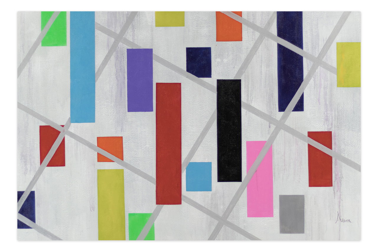 XXL Olieverf schilderijen 'Colourful Shapes' | Handgeschilderd unicum in de ruimte.