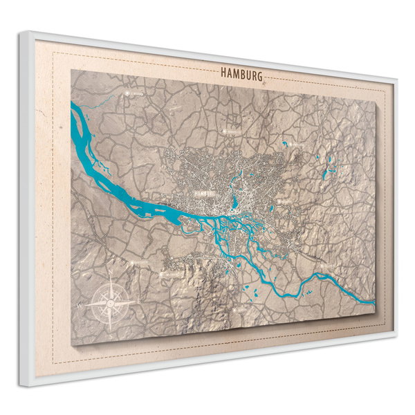 Poster 'Raised Relief Map: Hamburg'