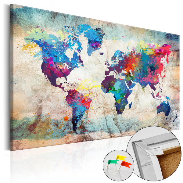 Koristeellinen pinboard kuvat 'World Map: Colourful Madness'