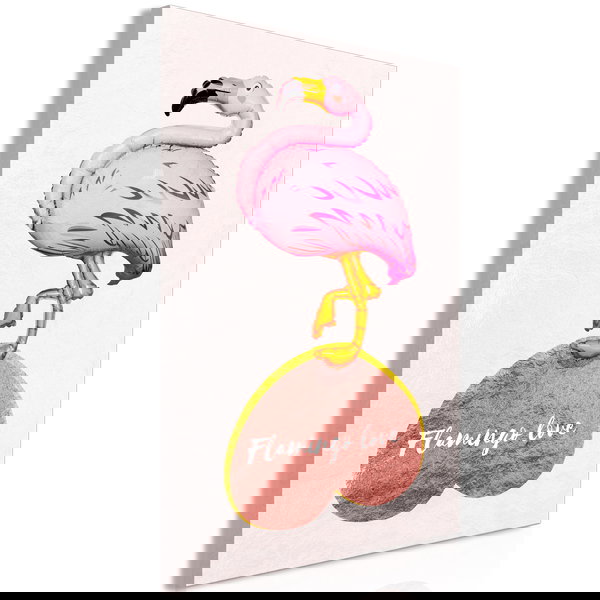 Stampa artistica su tela 'Flamingo in Love Vertical'