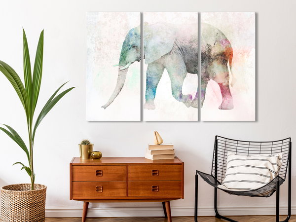 Kunstdruck auf Leinwand 'Painted Elephant (3-teilig)'