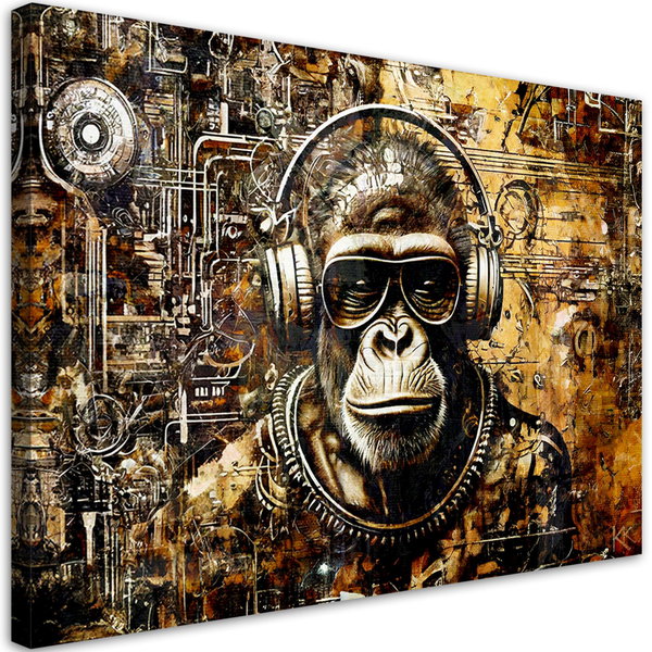 Kunstdruck auf Leinwand 'Cyber Ape DJ Vibes 2'