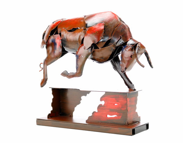Sculpture en métal 'Power of the Bull' 39x48x12cm