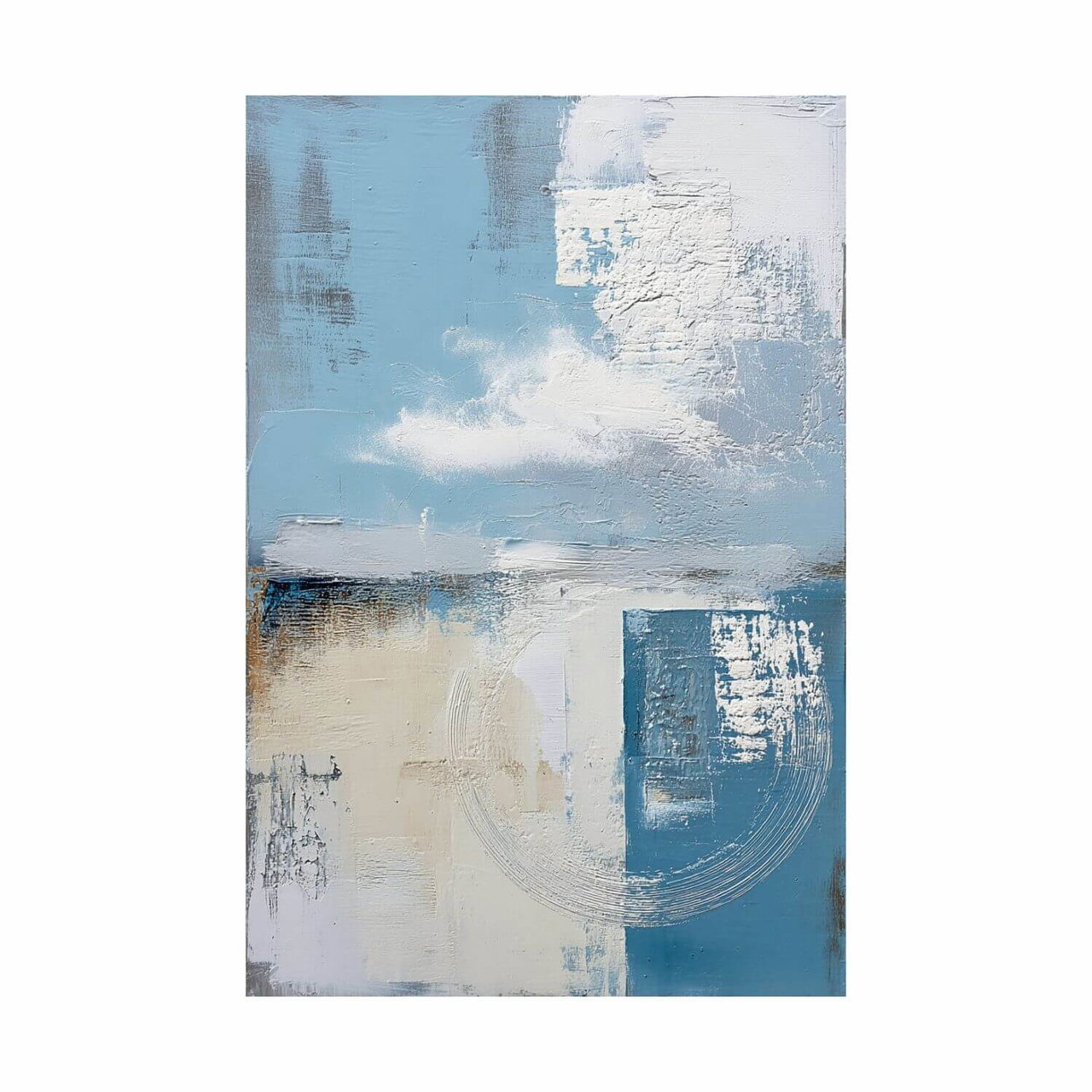 Handgeschilderd schilderij 'Hemelsblauwe cirkel' | incl. certificaat van echtheid komt in de ruimte goed tot zijn recht.