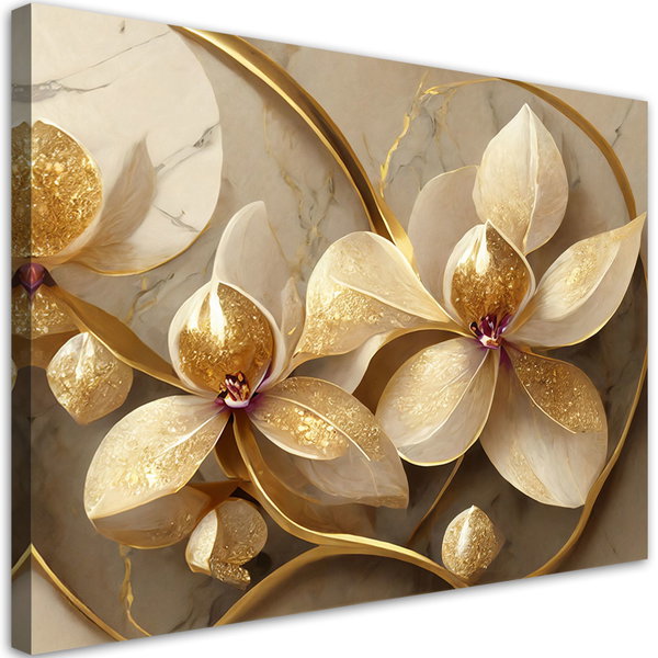Kunstdruck auf Leinwand 'Golden Petal Symphony 7'