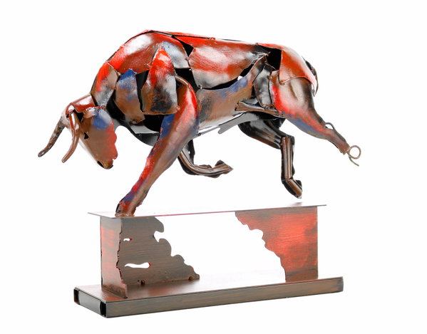 Sculpture en métal 'Power of the Bull' 39x48x12cm