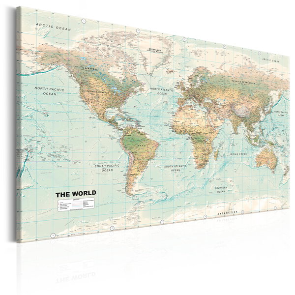 Stampa artistica su tela 'World Map: Beautiful World'