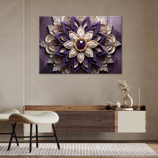 Kunstdruck auf Leinwand 'Violet Intricate Floral Pattern'