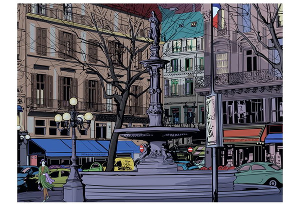 Tapeta 'Dusk over a Square in Paris'