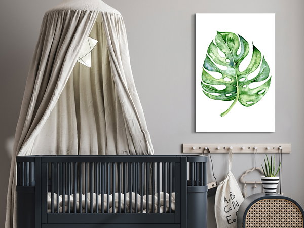 Kunstdruck auf Leinwand 'Watercolor Monstera Vertical'