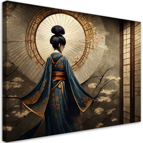 Kunstdruck auf Leinwand 'Geisha's Radiant Aura'