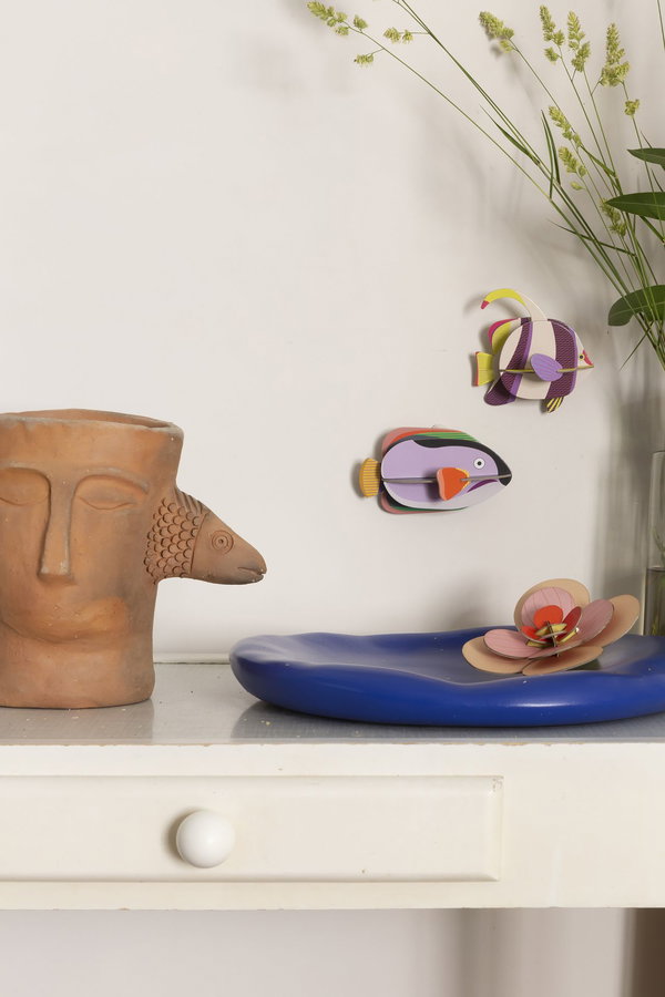 Scultura da parete in cartone 'Striped Angelfish'